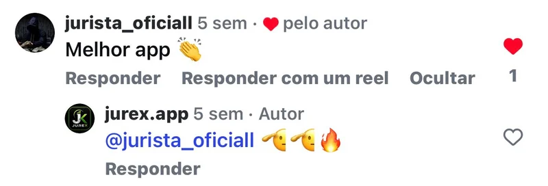 Depoimento de cliente da Jurex no Instagram